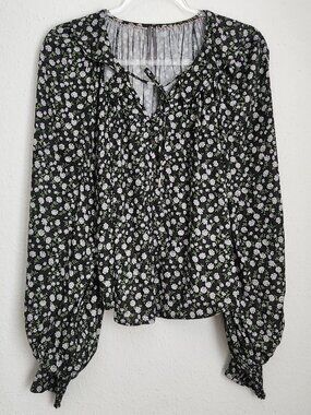 by ANTHROPOLOGIE Floral Prairie Style Button Front Blouse MP